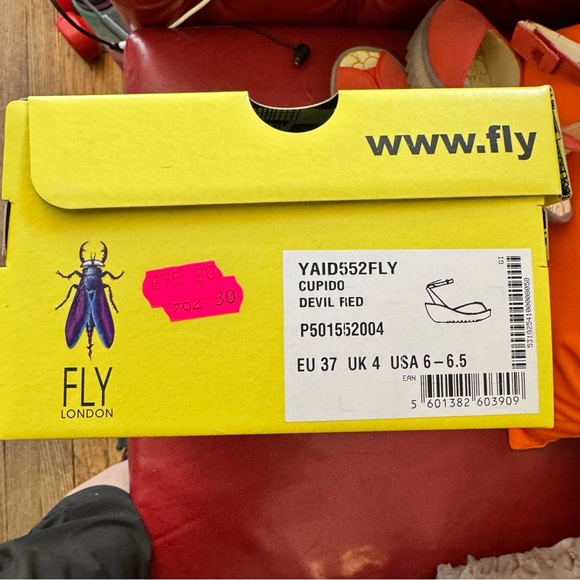 NIB! Fly London Red Cupido Sandals, 37 (6.5) - Picture 10 of 11